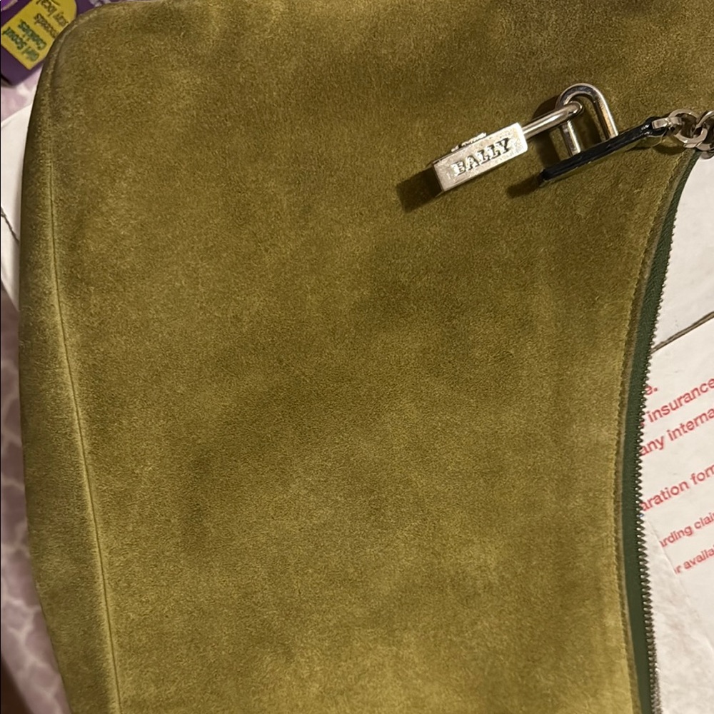Bally Olive Green Suede Clutch limited edition